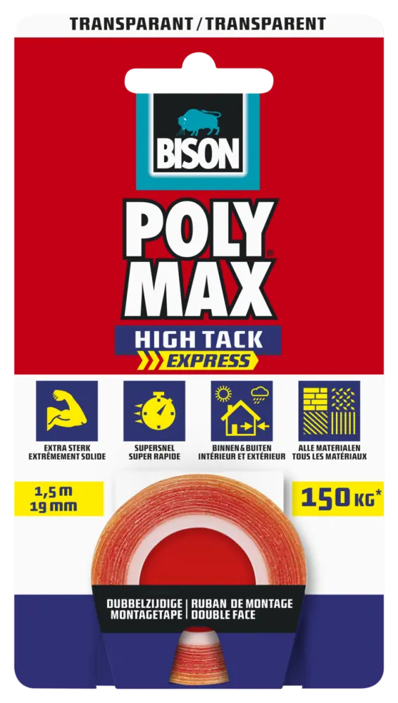 7004865-Article-pack-shot-front-straight-en-684-Bison-NL-FR-PolyMaxHighTackExpressMontagetapeTransparant
